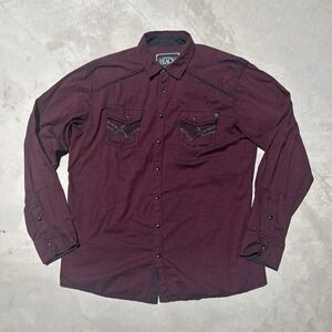 BKE Buckle Shirt Men's SZ XL Plum Black Pearl Snap Western Rodeo Rockabilly